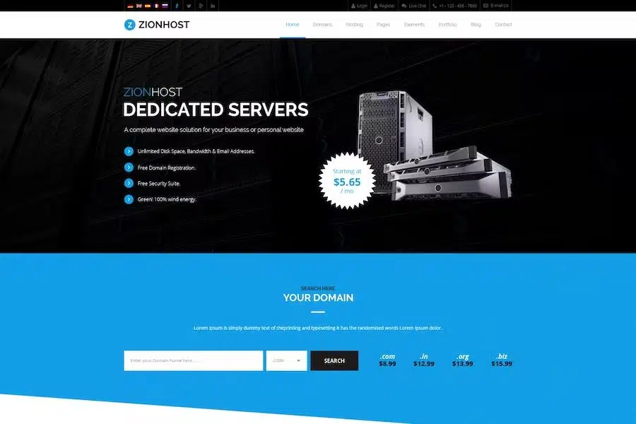 ZionHost – Web Hosting, Responsive HTML5 Template