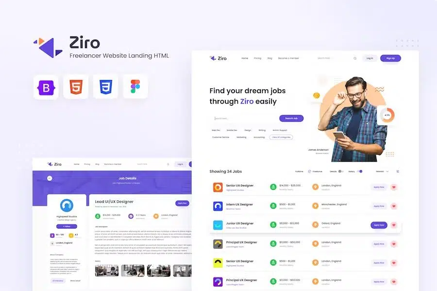 Ziro – Freelancer Directory Website HTML Template