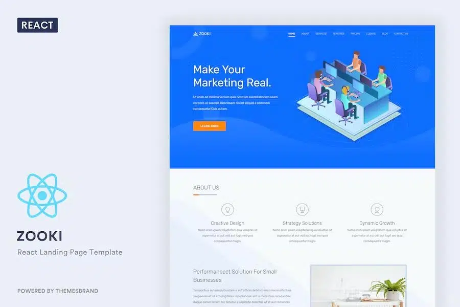 Zooki – ReactJs Landing Page Template