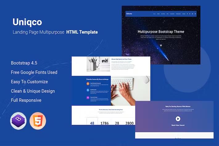 Uniqco – Multipurpose Landing page Template Latest Version