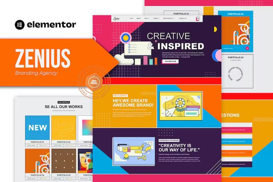 Zenius – Colorful Branding Agency Elementor Template Kit Latest Version